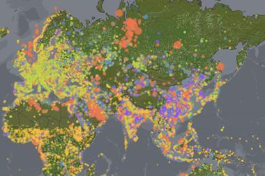Screenshot of Climate TRACE's visualisation of GHG data